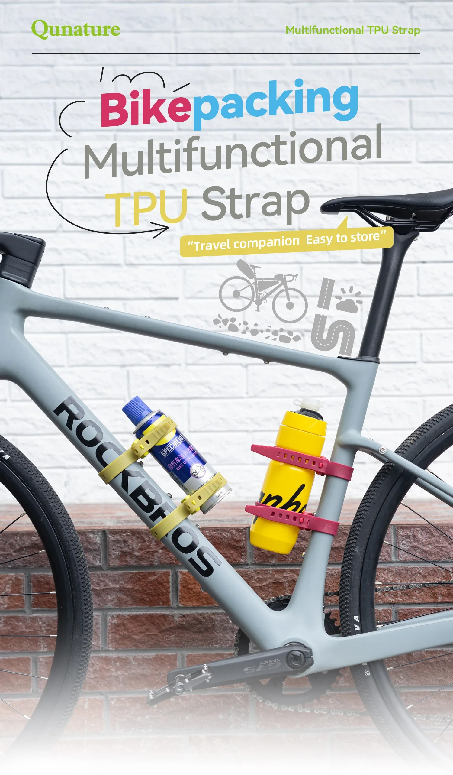 Verstellbarer, einziehbarer Gurt aus TPU, langlebiger Fahrrad-Gepäckgurt, für Outdoor-Reisen, Picknick, Wandern, robuste Gurte – Detail 1