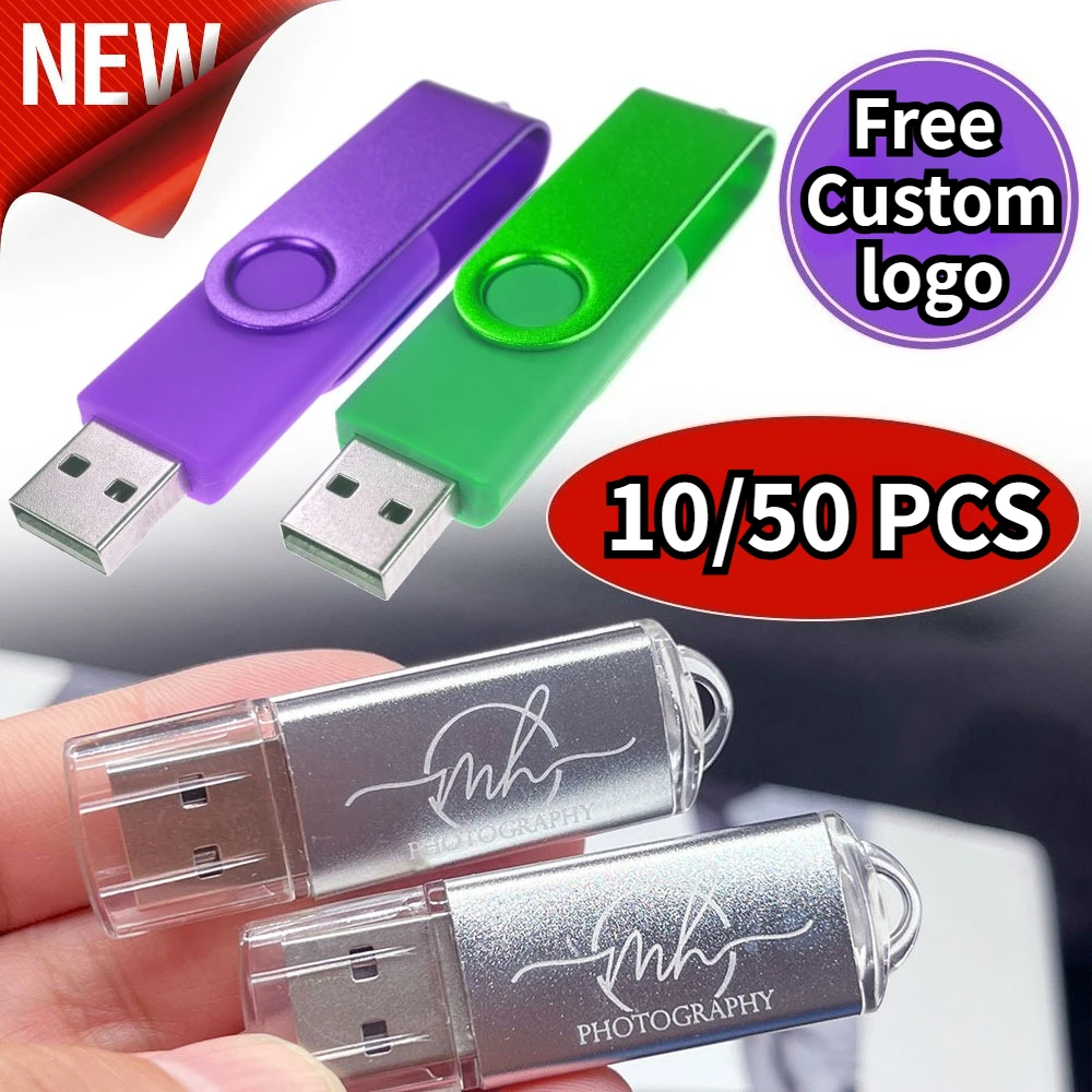 

10/50pcs USB Flash Drive free laser logo 2.0 4GB 8GB 16GB Memory Stick Pendrive 32GB 64GB 128GB 512MB 256MB USB Stick Flash Disk