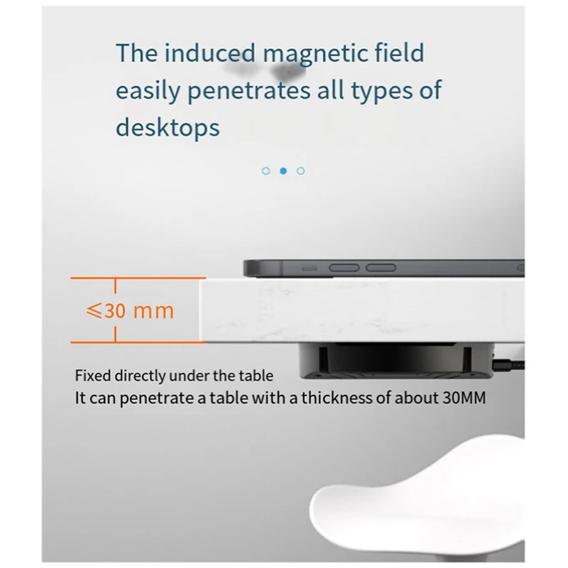 1Set Invisible Wireless Charger Penetrate 30Mm Fast Charging Charger  Easy Installation Quick Charger PC