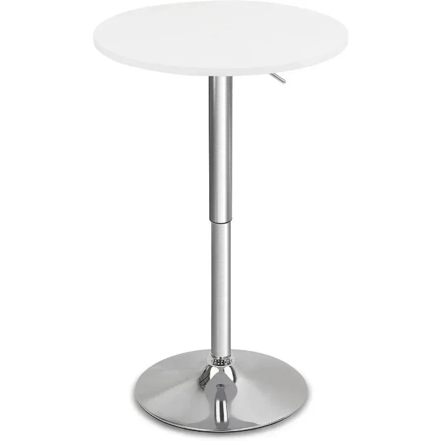 Round Bar Pub Table, 26"-36" Height Adjustable Bistro Tables with Metal Base, 360° Swivel High Top Cocktail Table for Home Kitc