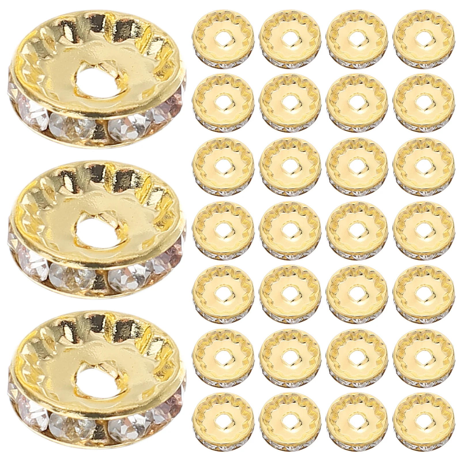 100 قطعة حجر الراين كريستال Rondelle خزر عازل 12 مللي متر ثقب كبير الخرز المعدني لصنع المجوهرات سوار الحرفية حبة الفواصل