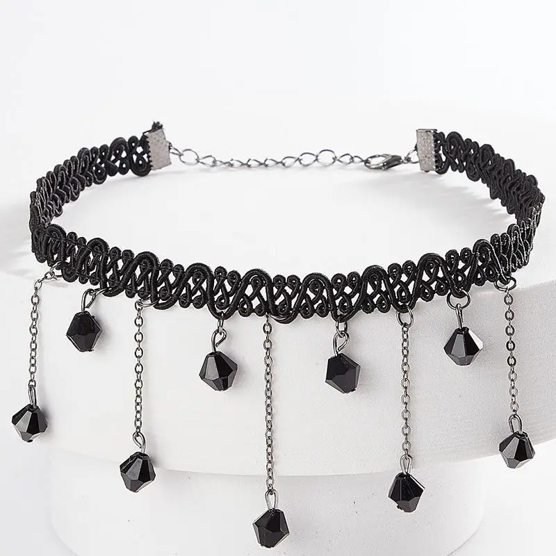 Korean Fashion Velvet Choker Necklace for Women Vintage Sexy Lace Necklace with Pendants Gothic Girl Neck Jewelry Accessories