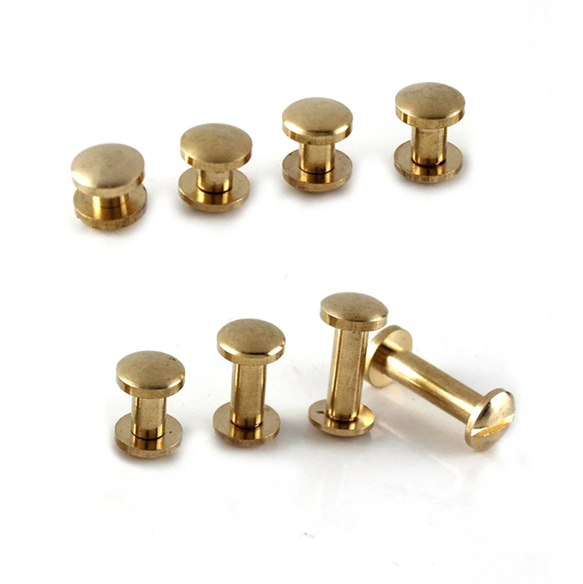 10pcs Solid Brass Binding Chicago Screws Nail Stud Rivets For Photo Album Leather Craft Studs Belt Wallet Fasteners 8mm Dome Cap