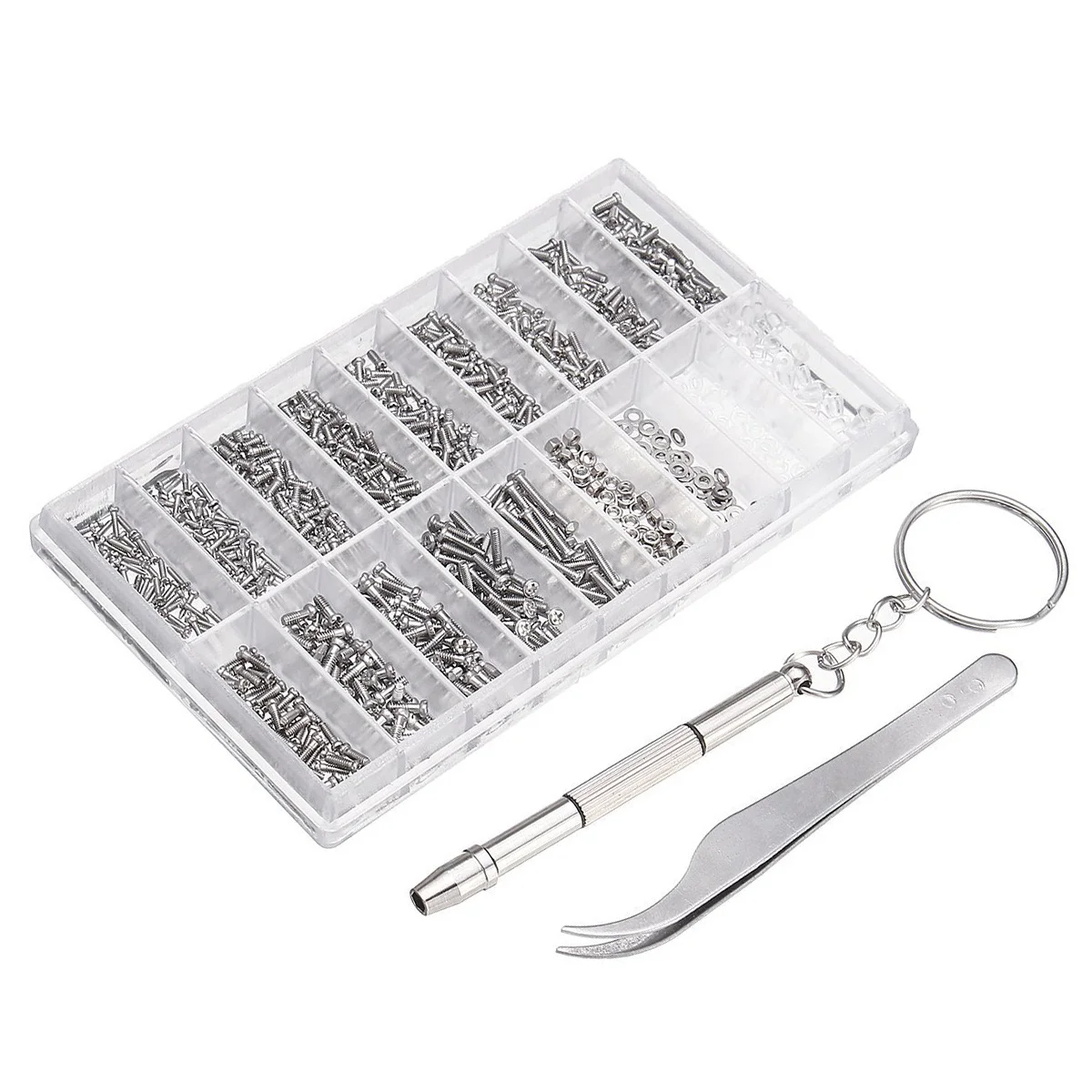 

1000Pcs Nose Pad Screw Tool Premium Mini Repair Kit for Eyeglasses Sunglasses Watches Jewelry with Screwdriver Tweezers Storage