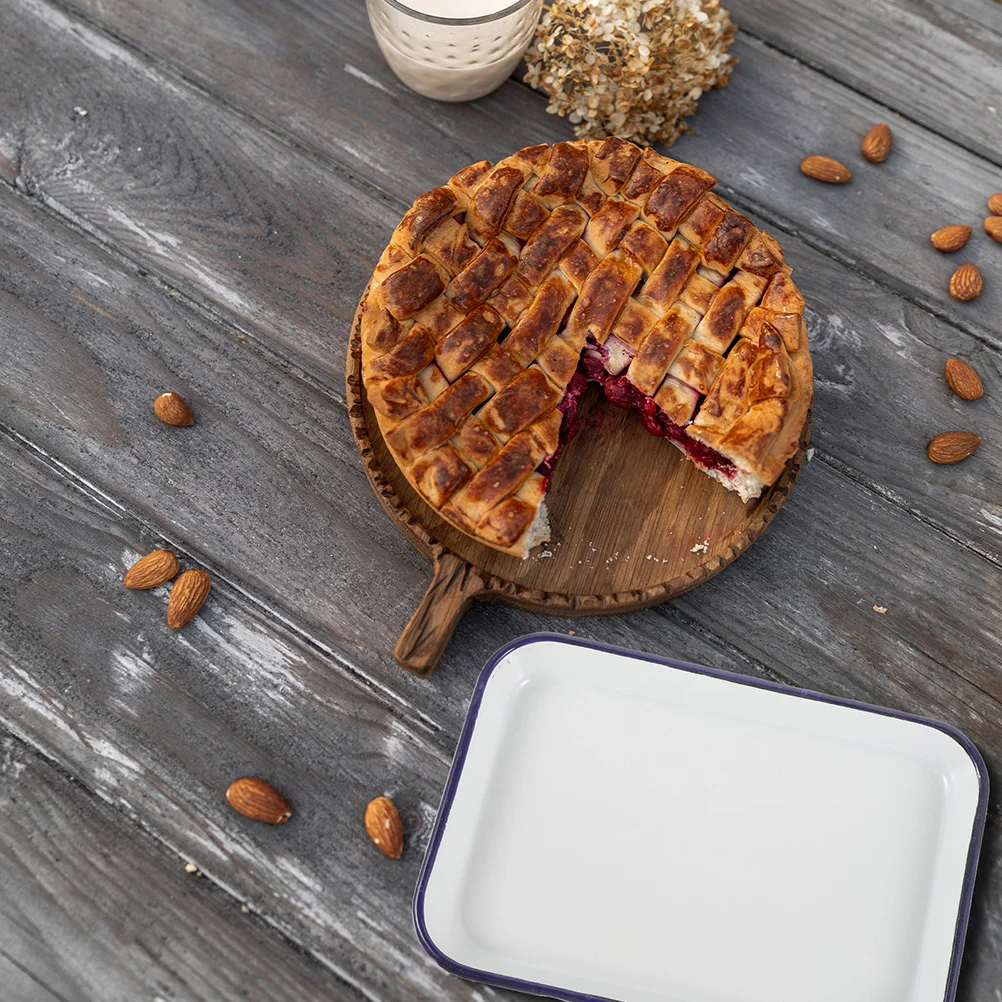 

Enamel Serving Tray Rectangular Non-Stick Baking Pan Smooth Finish for Pancakes Cookies Roasting Easy Clean Enamel Baking Tray