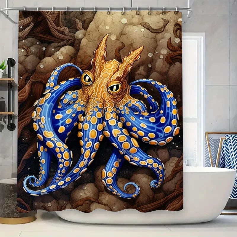 

Octopus Bath Rug Mat Decorative Bathroom Tapes Shower Curtain Waterproof Home Decoration for Kids Room