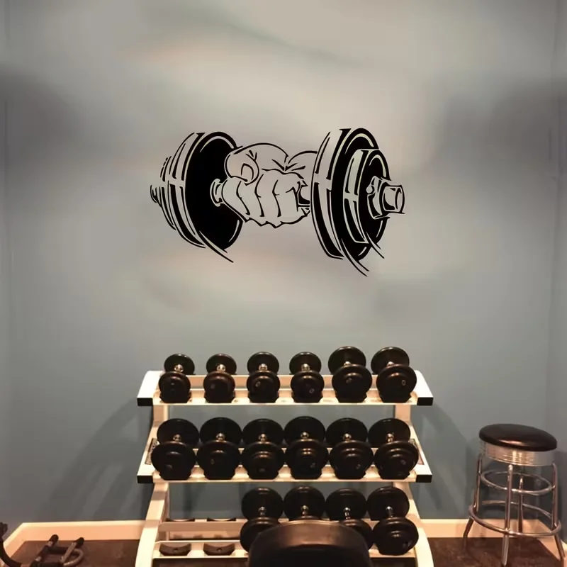 Dumbbell Muscle Exercise Gym Arm Fitness Wall Sticker No Pain No Gain Wall Sticker Suitable for Fitness Methods Exercise Home De