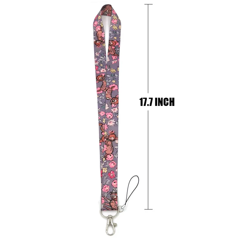 Disney Bambi Deer Neck Strap Lanyards ID badge card holder keychain Mobile Phone Strap Gift Ribbon webbing necklace