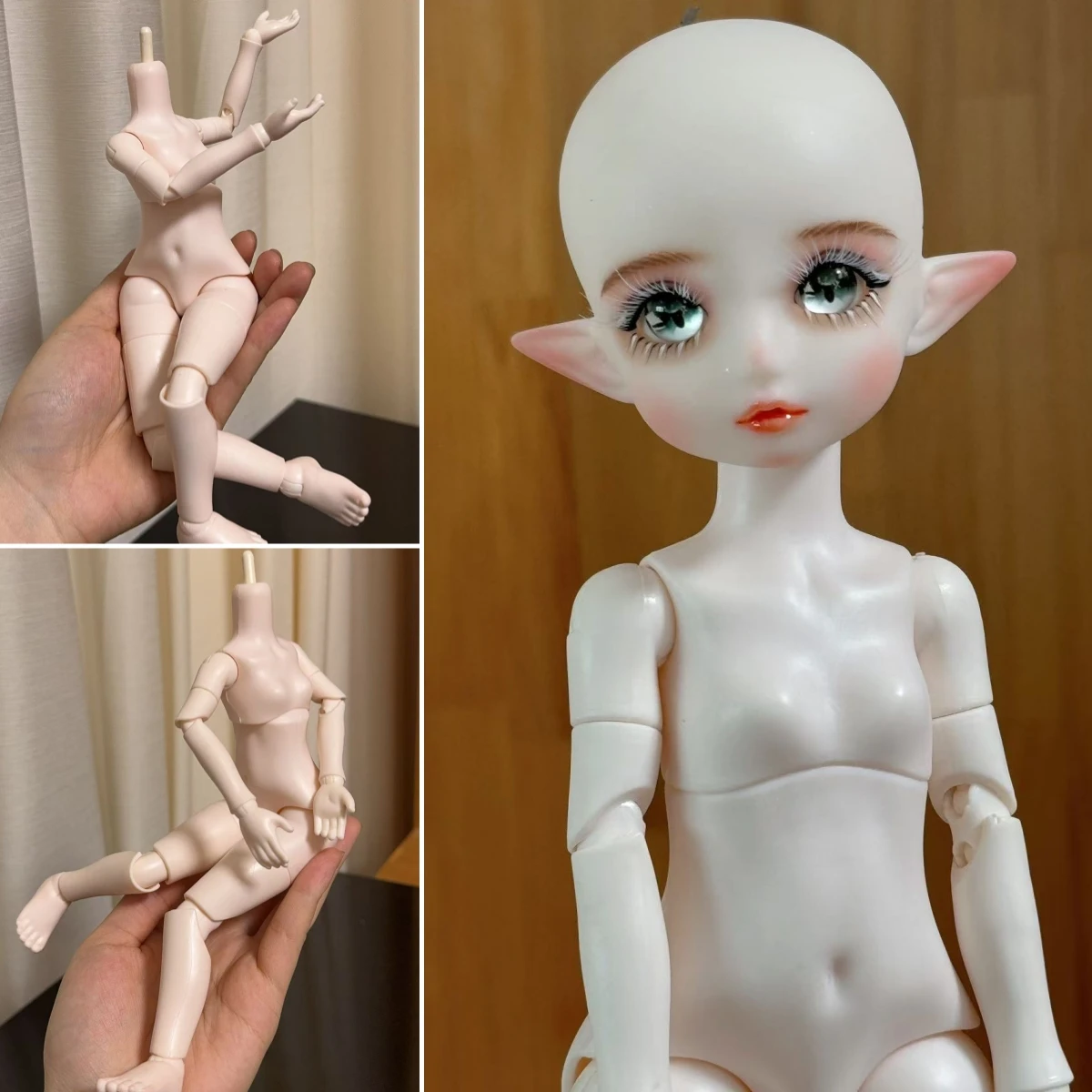 น่ารัก DIY ขนตาสีขาว 30 ซม.Elf ตุ๊กตาทําด้วยมือแต่งหน้าตุ๊กตา 1/6 ตุ๊กตา BJD ของเล่นเด็กของขวัญตุ๊กตาสําหรับหญิง