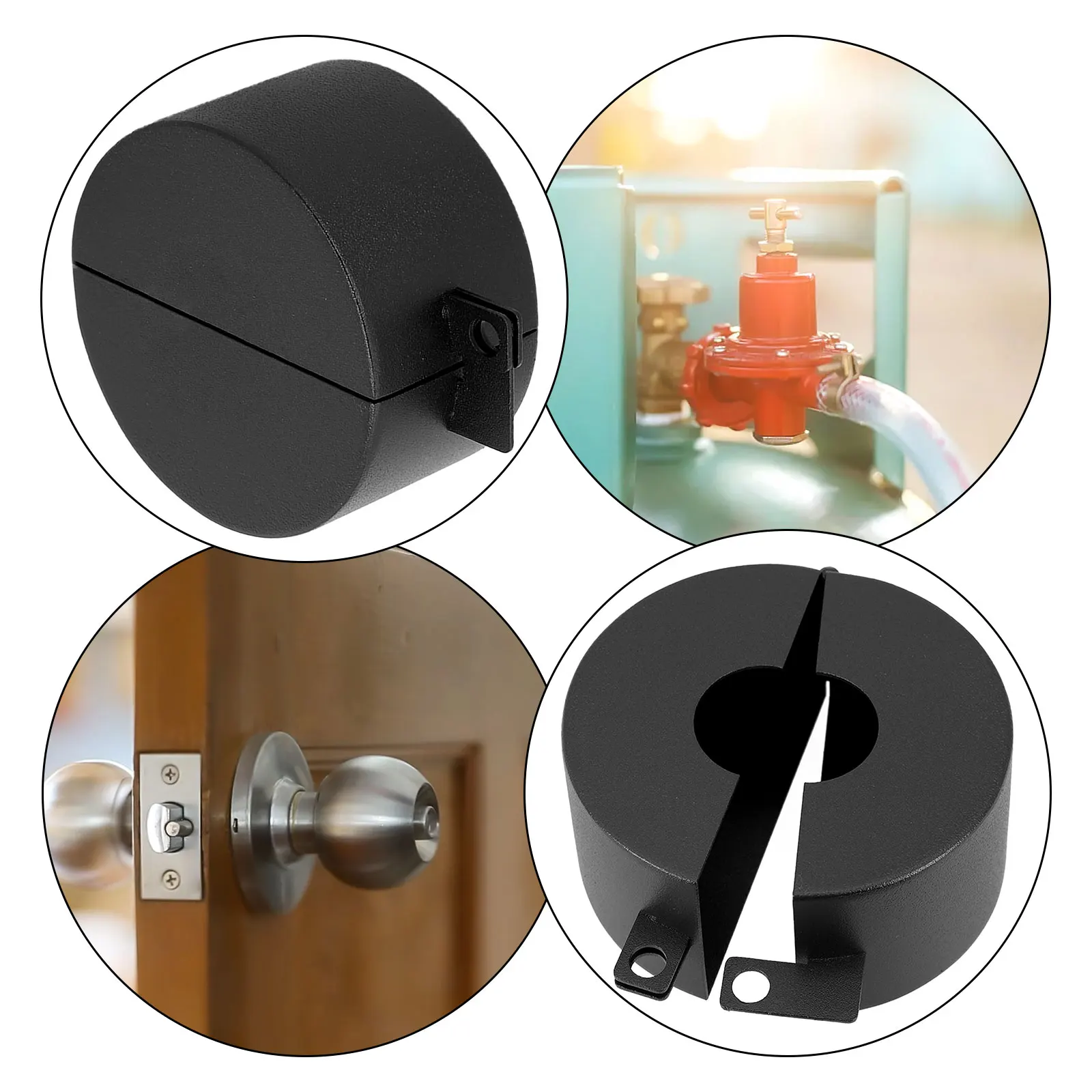 Lock Cover Lock Out Device Black Color Door Handle Operating Knob For Handle Faucet Valves Home Hardware Stainless Steel