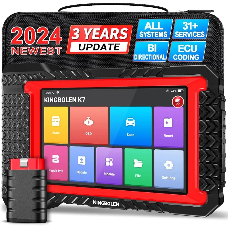 K7 Obd2-scanner Bluetooth: 3-jarige Fr-Ee-Update, 2024 Bidirectionele Scantool Met Ecu-Codering, 31 Resets, Fca Autoauth