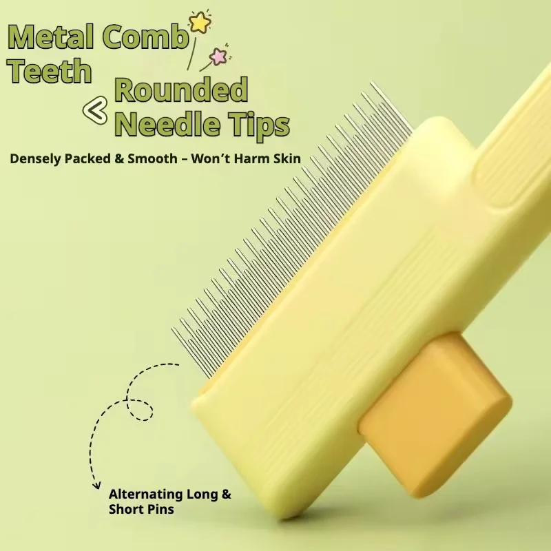 Pet Self Cleaning Dematting Comb Dog Cat Hair Remover Brush Anti Knot Floating Hair Grooming Tool Double Sided Pet Beauty Care view 3