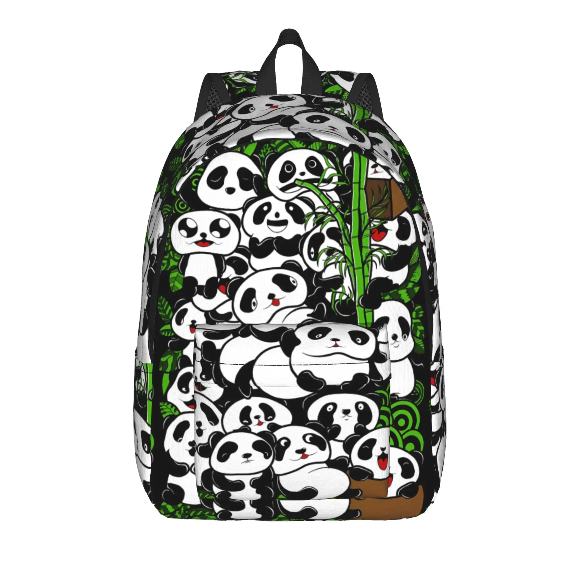 Panda And Bamboo Backpack Student  Large Backpacks Polyester Cute High School Bags Cycling Design Rucksack