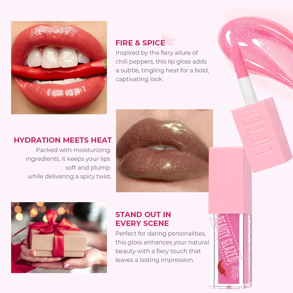 Chili Lip Plumper Oil Serum Instant Long Lasting Volumising Essence Oil Repair Lip Fine Lines เพิ่มความยืดหยุ่นเซ็กซี่ Lip Balm