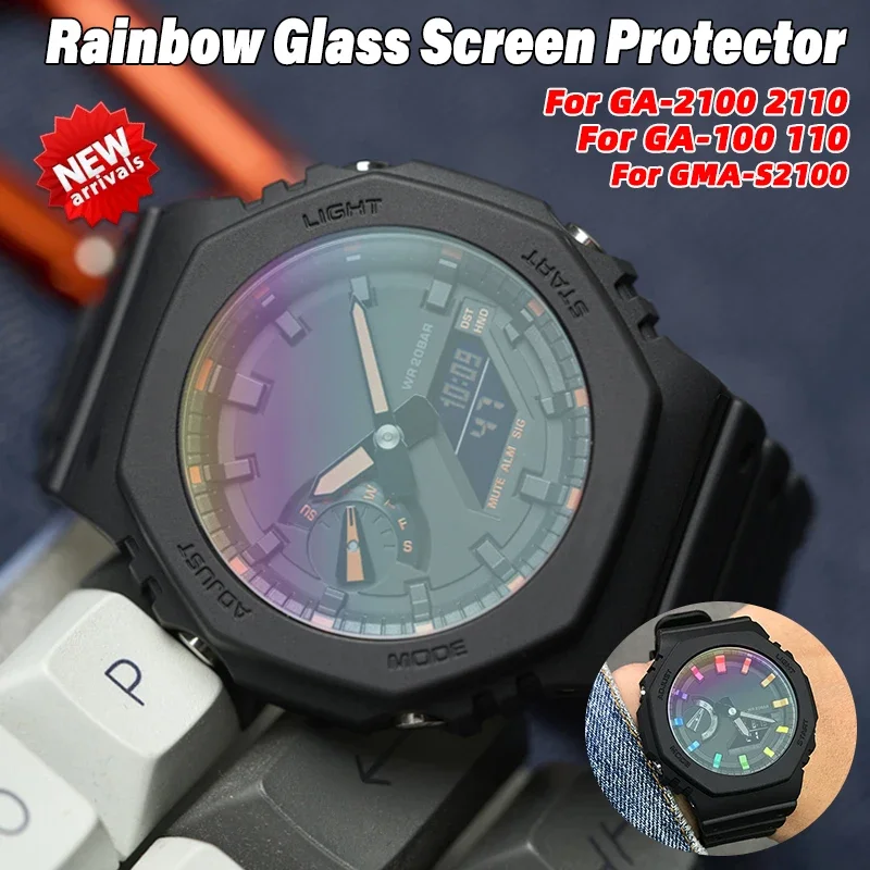 Rainbow Tempered Glass Screen Protector For GA2100 Watch Protective Film GA2110 GA110 GA100 Watch Anti-Scratch