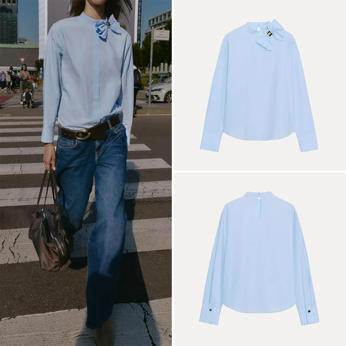 

Versatile Silk Knot irt for Women Autumn 2025 Z Loose Fit Long Sve Breathable Skin-Friendly Daily Wear