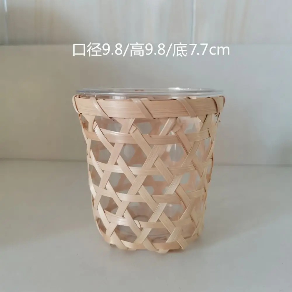 Eco Friendly Bamboo Cup Carrier Handmade Woven Tea Basket Vintage Coffee Sleeve Portable Natural Drink Holder Case