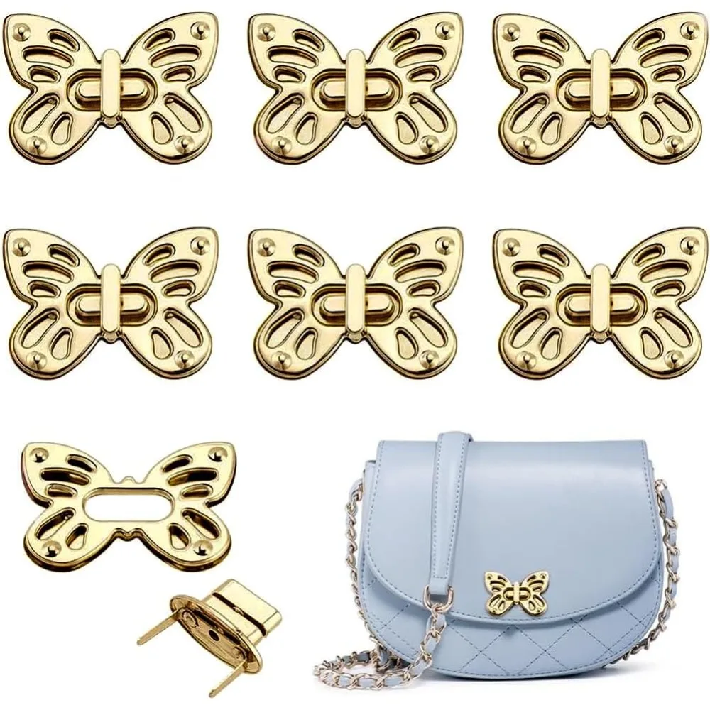 

6 Pcs Butterfly Twist Purse Turn Locks Light Wallet Closure Twist Locks Clip Clasp for Wallet DIY Purse Handbag Making
