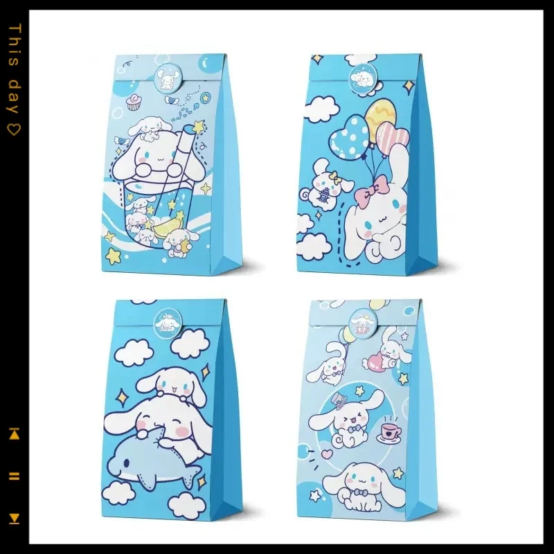 سانريو أنيمي الأجهزة الطرفية القرفة لفة تحت عنوان كيس الحلوى شنطة هدايا ورق الكرافت لطيف الكرتون حفلة عيد ميلاد تخزين بالجملة 12 قطعة