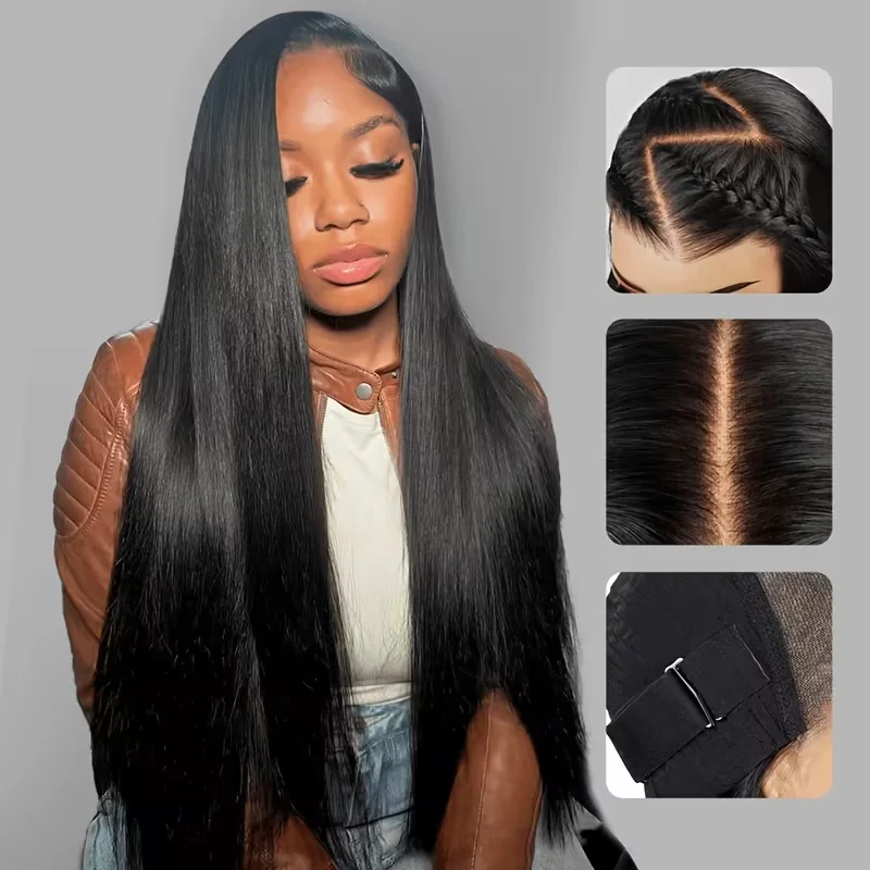 Glueless 7x6 Wear to Go Straight Human Hair Wig Brazilian Human Hair Wig 200% Density Pre Cut No Glue Wear Friendly for Beginners