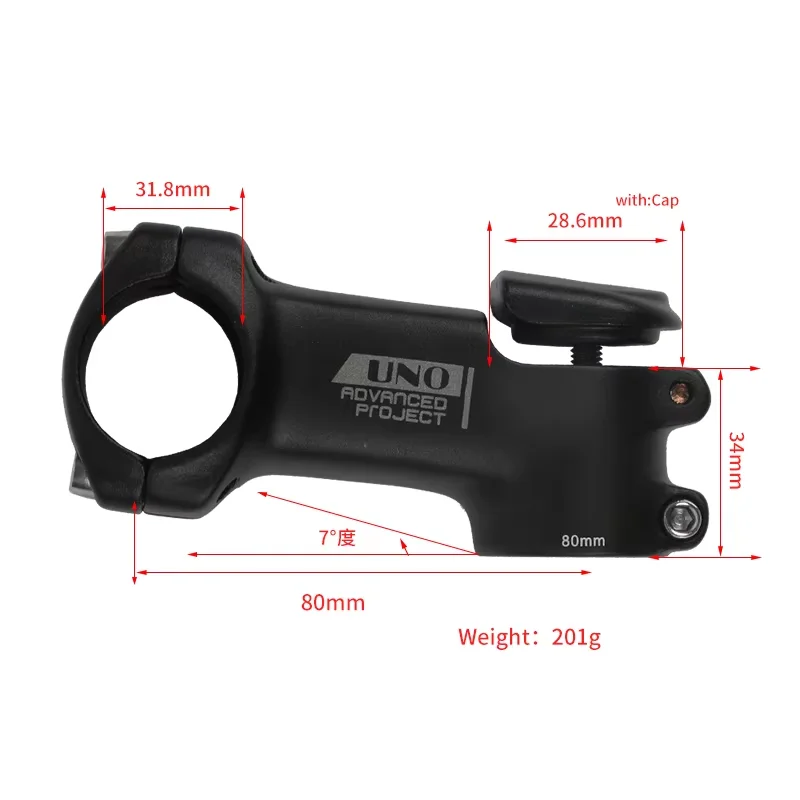 UNO Bike Stem 7 Degree MTB Road Bicycle Stem 31.8mm square riser with cover 70-120mm Mountain Bicycle Power Parts