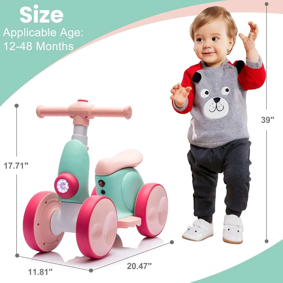 จักรยานทรงตัวไฟฟ้าสำหรับเด็กพร้อมเครื่องทำฟองสบู่ สำหรับเด็กอายุ 1 ปี ทั้งเด็กชายและเด็กหญิง ของเล่นขี่ได้ 4 in 1 จักรยานทรงตัวสำหรับเด็กวัยหัดเดิน 12-48 เดือน รุ่น B