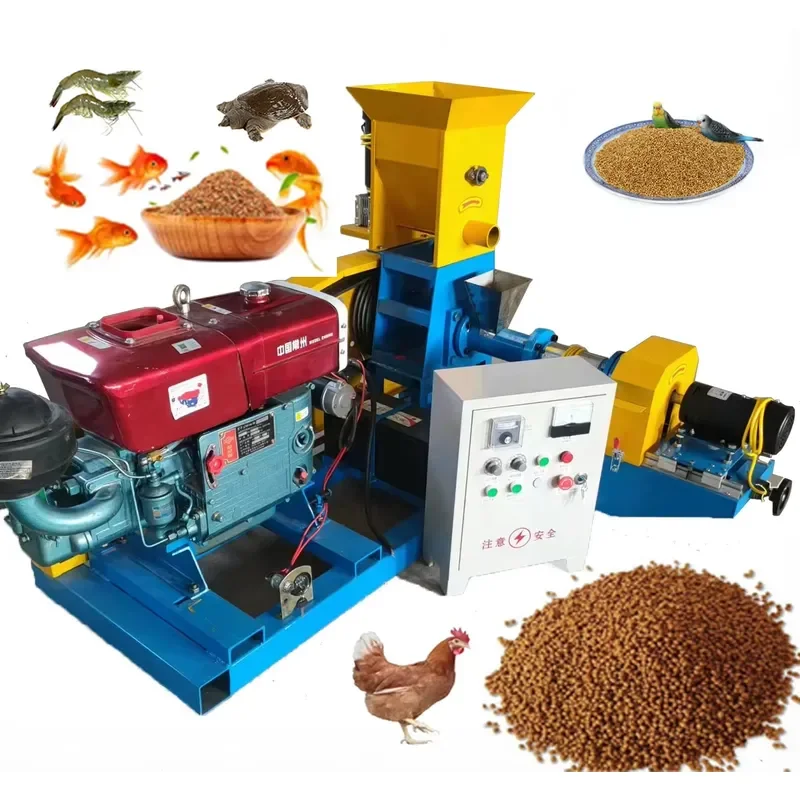Manufacturer Floating Fish Feed Mill Pellet Extruder Machine With Diesel Engine