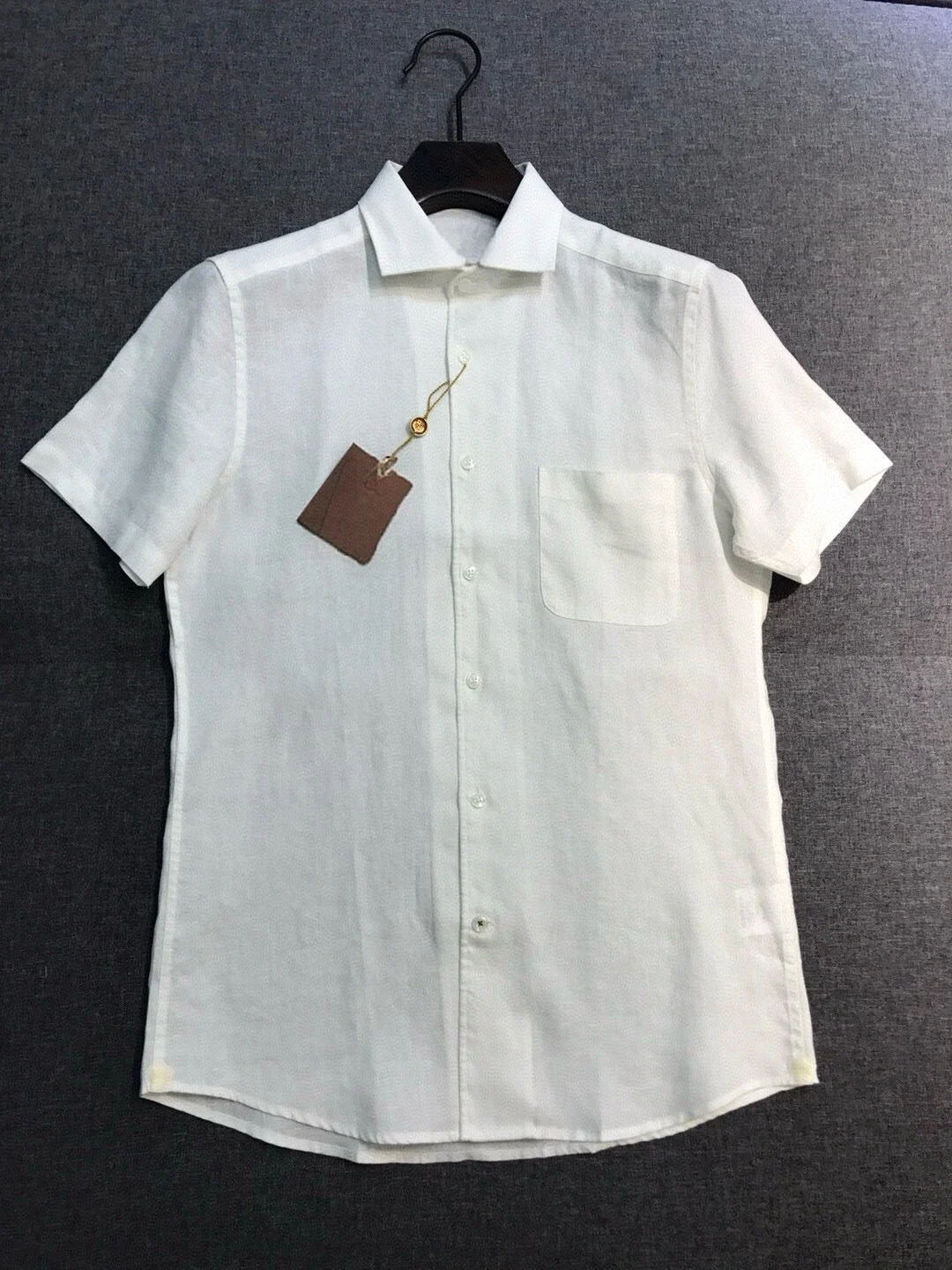 

Italian LP pure linen shirt old money style summer simple short-sleeved shirt
