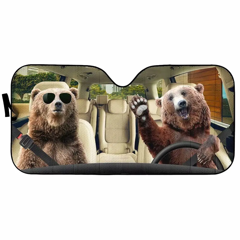 Car sunshade Funny Beer Front Window Sun Shade Bear Greets You Car Sun Shield Windshield Sun Reflector Car Seat Sunshade Auto