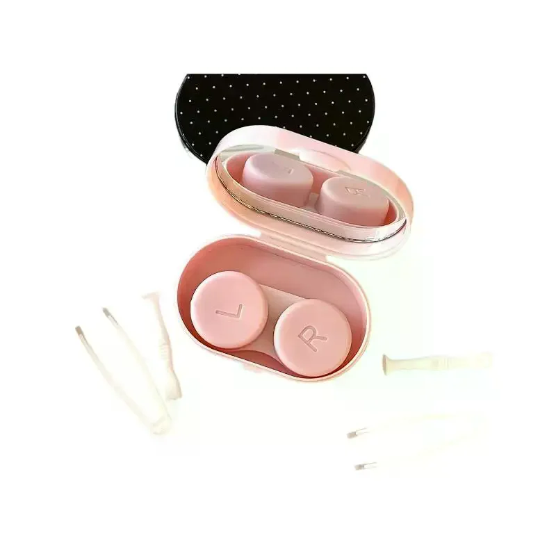 Contact Lens Storage Box Lightweight Polka Dot Case: Soft-Shell Daily Home Use Business Trips