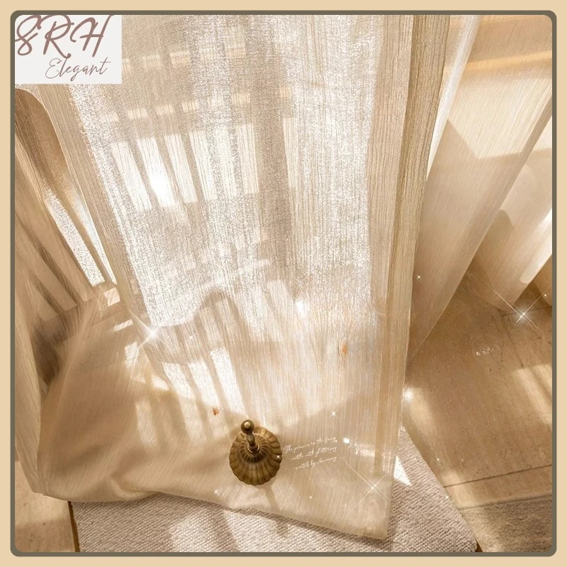 

French Dream Gilt Curtain Translucent Opaque Bedroom Living Room High-end Light Luxury Curtain New Window Screen Tulle Study