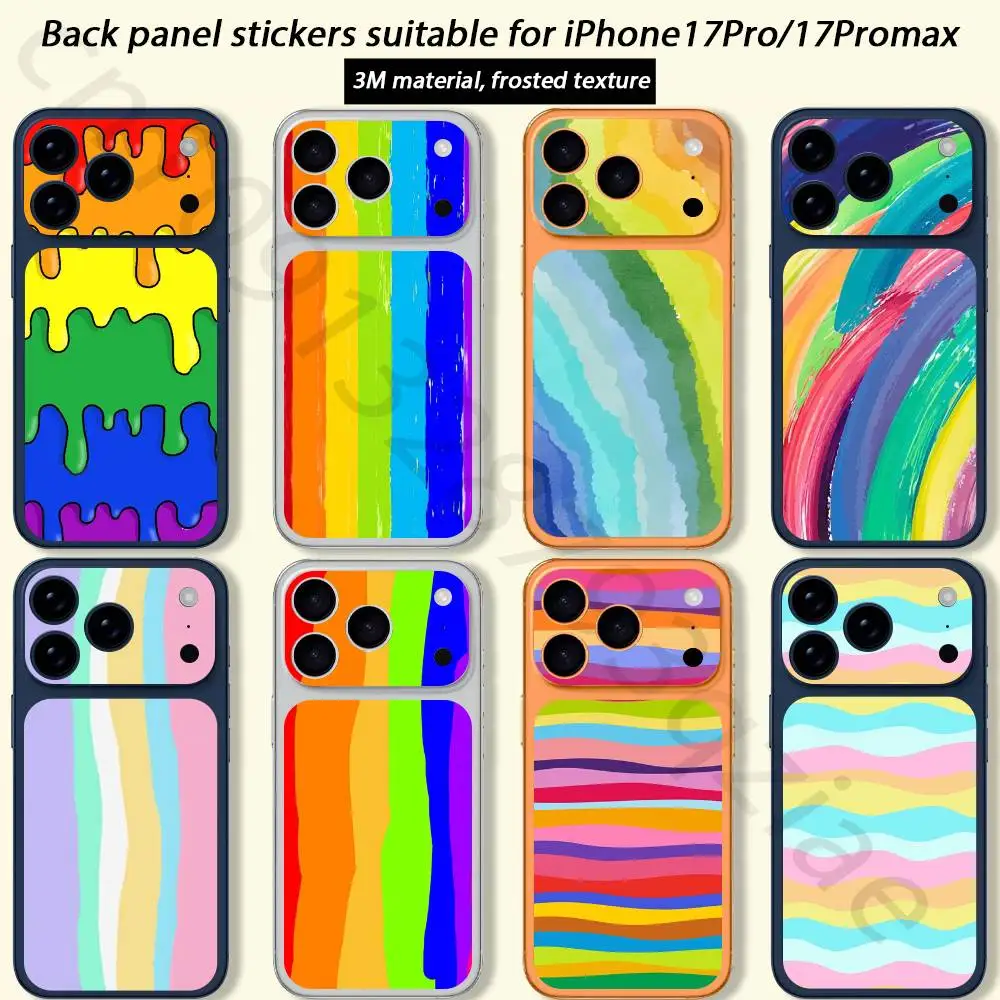 

Colorful Rainbow Stripe For iPhone 17 pro Max /17 pro Full Cover Decal Skin Wrap 3D Colorful Rear Protective Sticker Film
