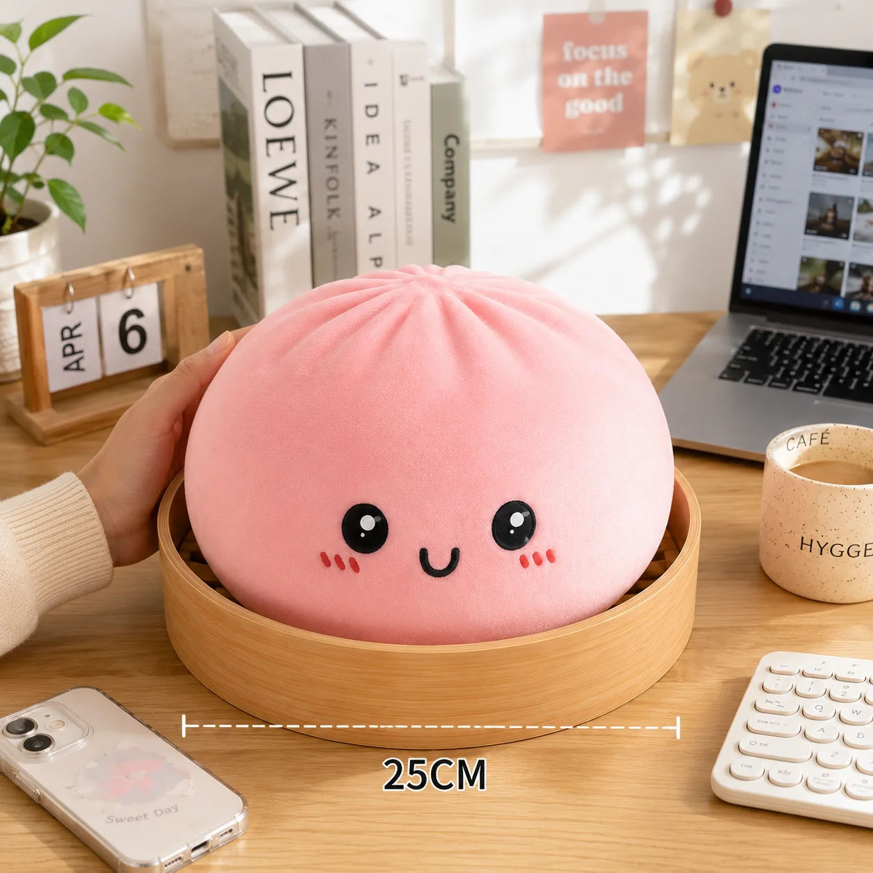 25CM Big Squishy Stress Ball Slow Rising Squeeze Fidget Toy Cute Baozi Plush Sensory Decompression Gift for Kids Adults