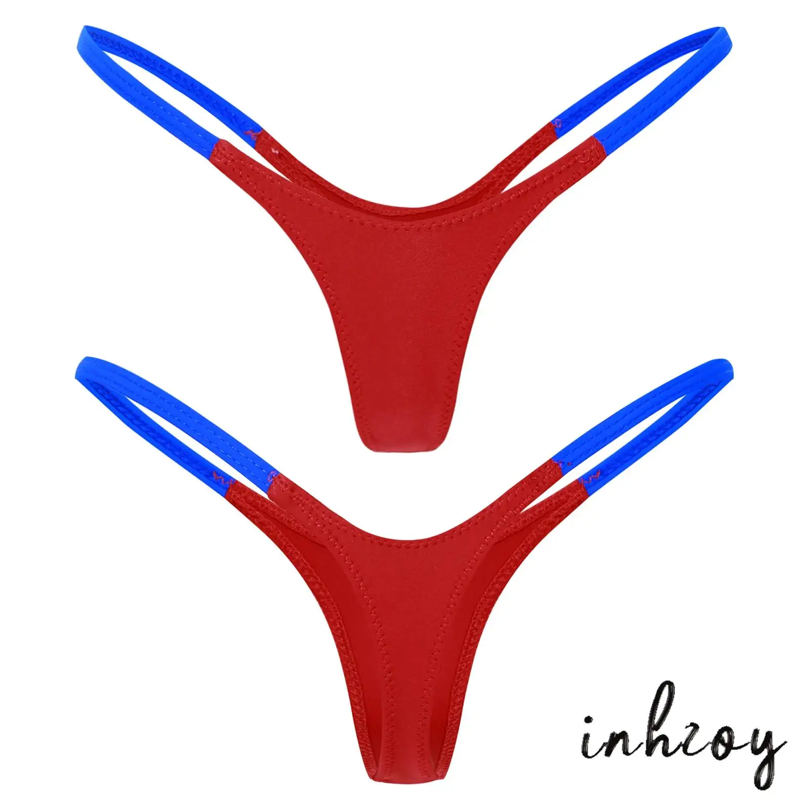 

Womens Low Waist Mini Thong Contrast Color T-back Briefs G-string Panties Elastic Underwear Lingerie Sexy Ultra Thin Lingerie