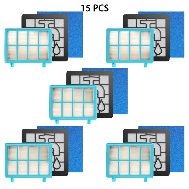 15 Washable Engine Foam Filter Kits for Philips Power Supply Pro Compact FC9331 / 09FC9332 / 09 FC8010 / 01 Vacuum Cleaner Spare