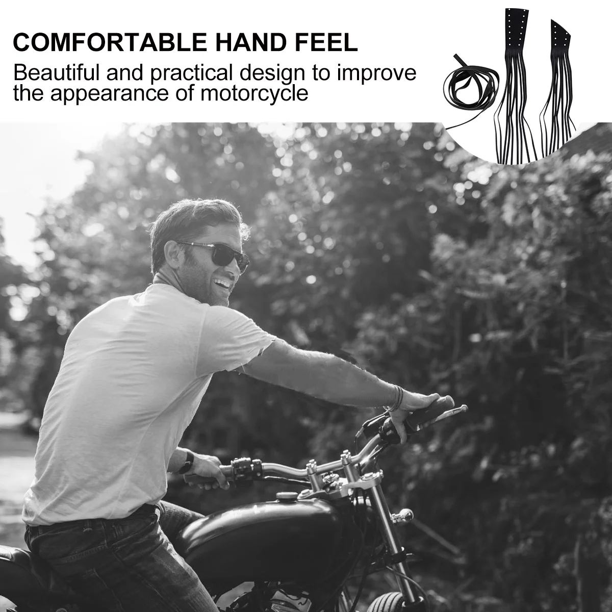 

1 Pair Motorcycle Handlebar Grips Faux Tassel Fringe Anti-Slip Wear-Resistant Universal Fit For Harley Cholo Bike