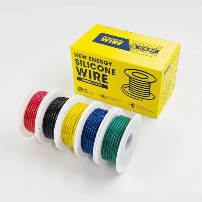 Flexible Silicone Wire（5 Colors Mix Kit）30/28/26/24/22/20/18/16AWG Stranded Cable Electrical Tinned Copper Wires