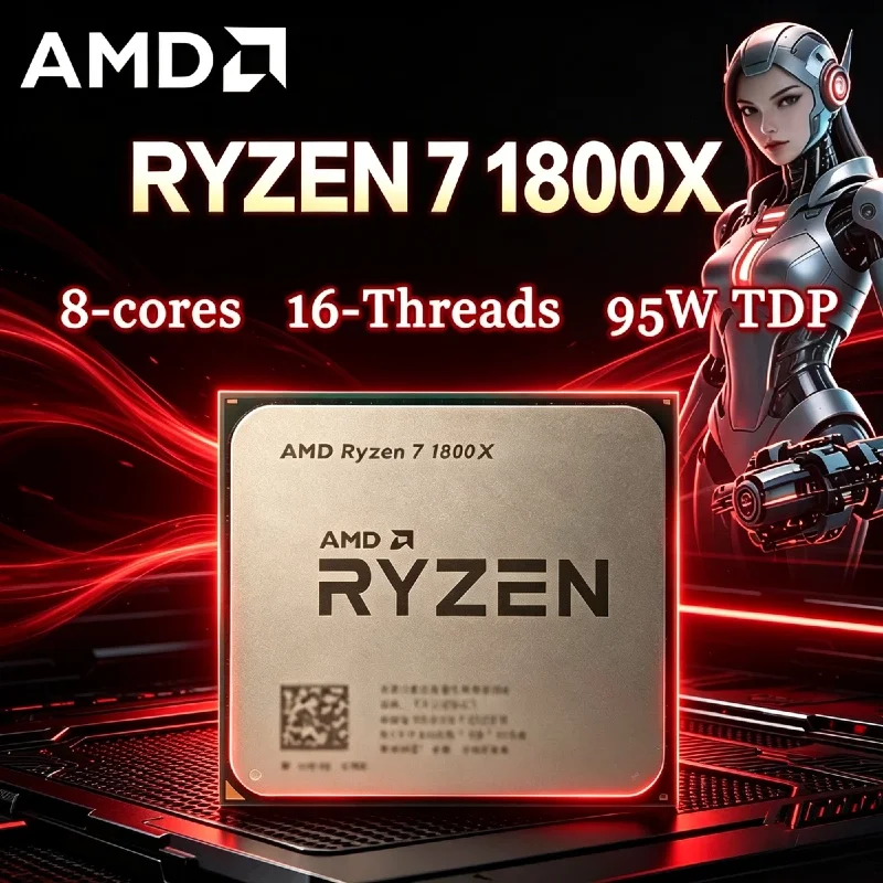 AMD Ryzen 7 1800X R7 1800X 100% Brand New Original Desktop Chip 3.60GHz‑4.0GHz 8‑Cores 16‑Threads 95W TDP AM4 Interface