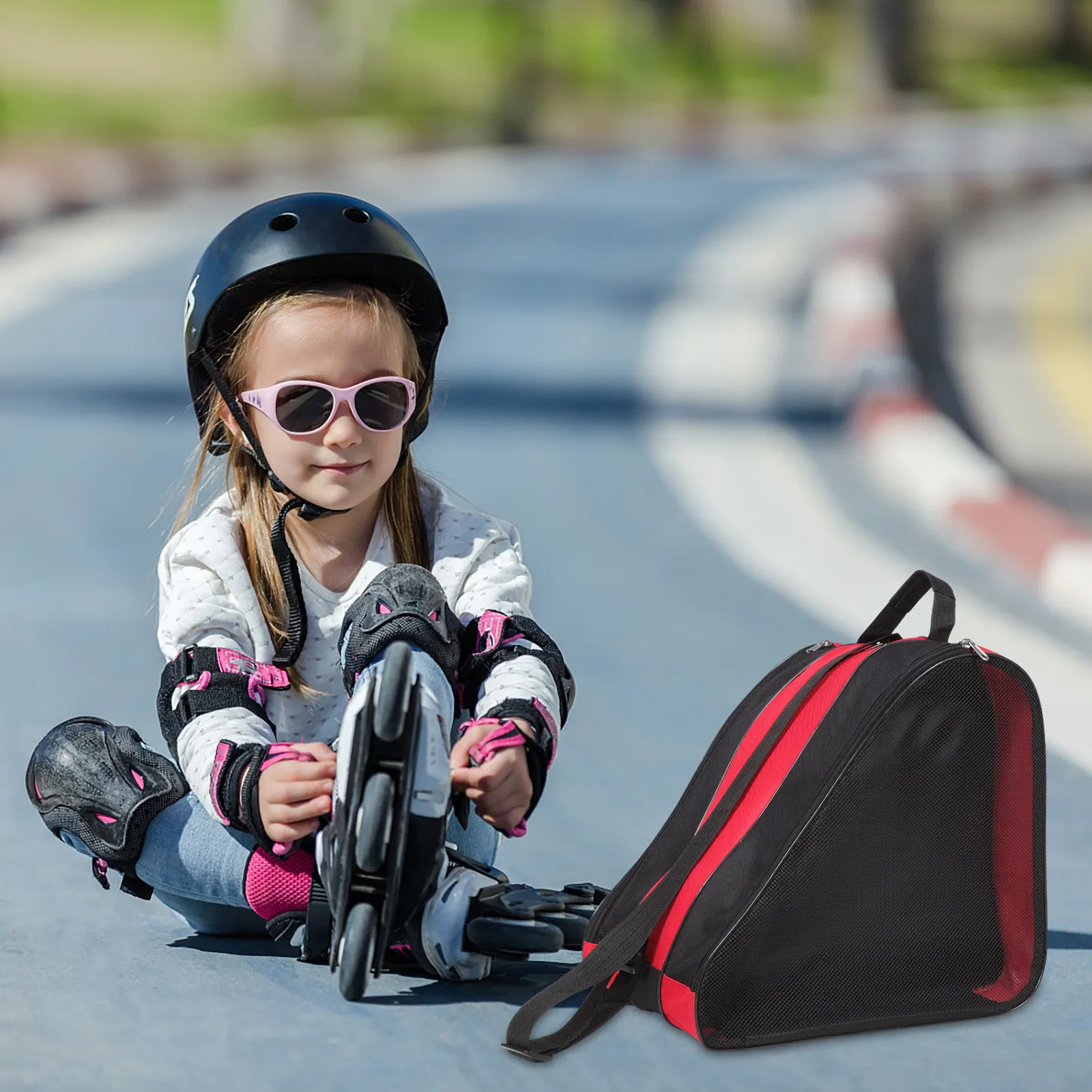 

2Pcs Skates Pouch for Travel Premium Skate Shoe Bag Strong Zipped Roller Skates Holder Ideal Gift for Skaters Men Women
