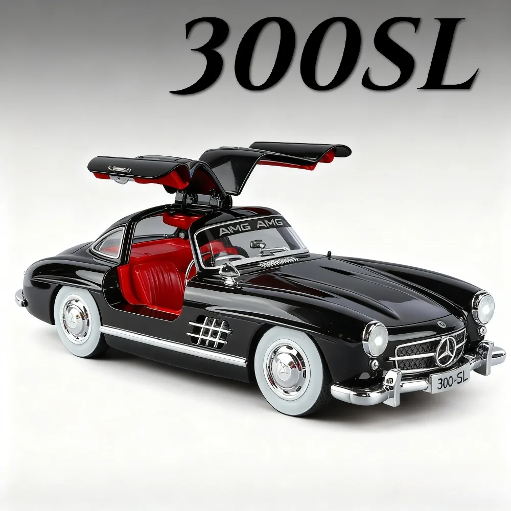 Large 1:18 300SL Vintage Car Model Toy Slide Forward Shock Absorption High Simulation Supercar Models Music Light Gifts for Boys