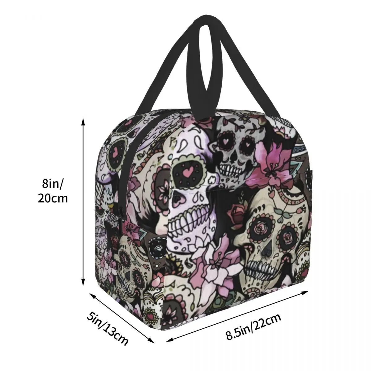 Insulated Lunch Bag Thermal Woman Skull Tote Bags Cooler Picnic Food Lunch Box Bag For Kids Women Girls Men Children