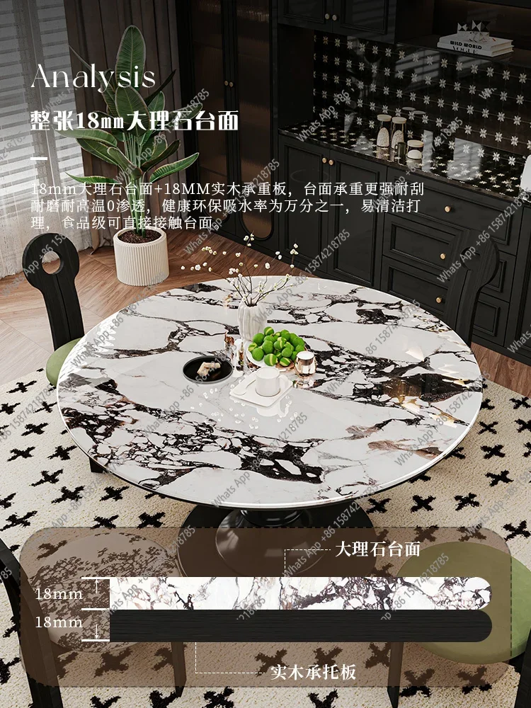 

MX French Retro Marble Round Dining Table New Small Apartment Household Cream Style Solid Wood Designer