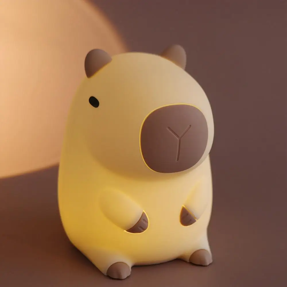 USB Rechargeable Capybara Night Light Eye Protection Soft Light Guinea Pig Night Light LED Capybara Shape Table Decoration Lamp