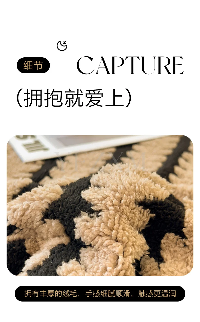 Double Layer Fleece Warm Winter Blanket Striped Thick Plush Blanket for Single Double Bed Multipurpose Sofa Throw Blanket Autumn