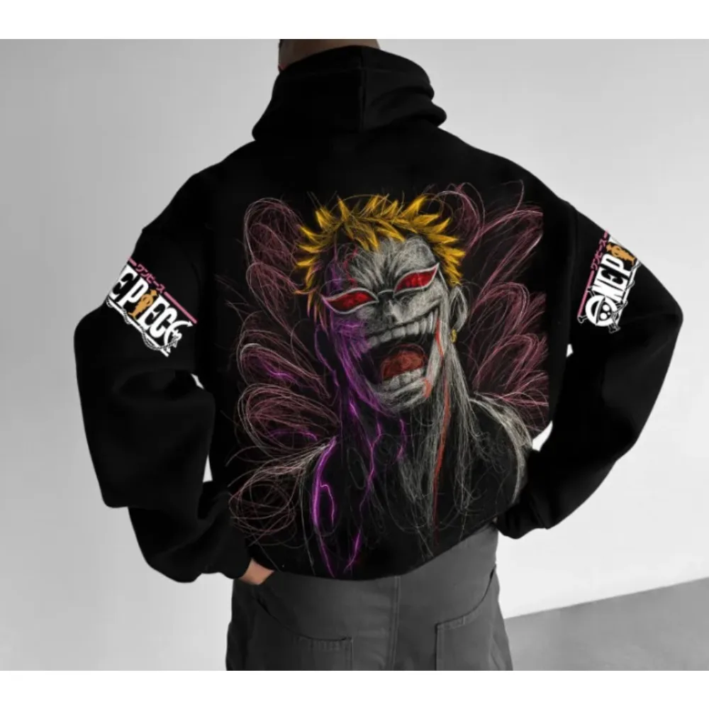 

ONE PIECE Peripheral Animation Print Men's Autumn and Winter Comfort Y2K Casual Hooded Sweater Men's and Women's Sweater Top