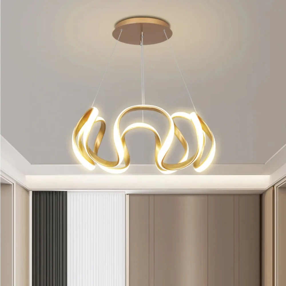 

Modern Pendant Light Black/Gold Dimmable Chandelier Irregular Design LED Hanging Lamp for Living Room Bedroom Dining Room