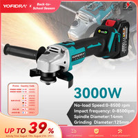 YOFIDRA 125mm Brushless Angle Grinder 4 Gear Cordless Grinding Machine Cutting Woodworking Power Tool For Makita 18V Battery Pin