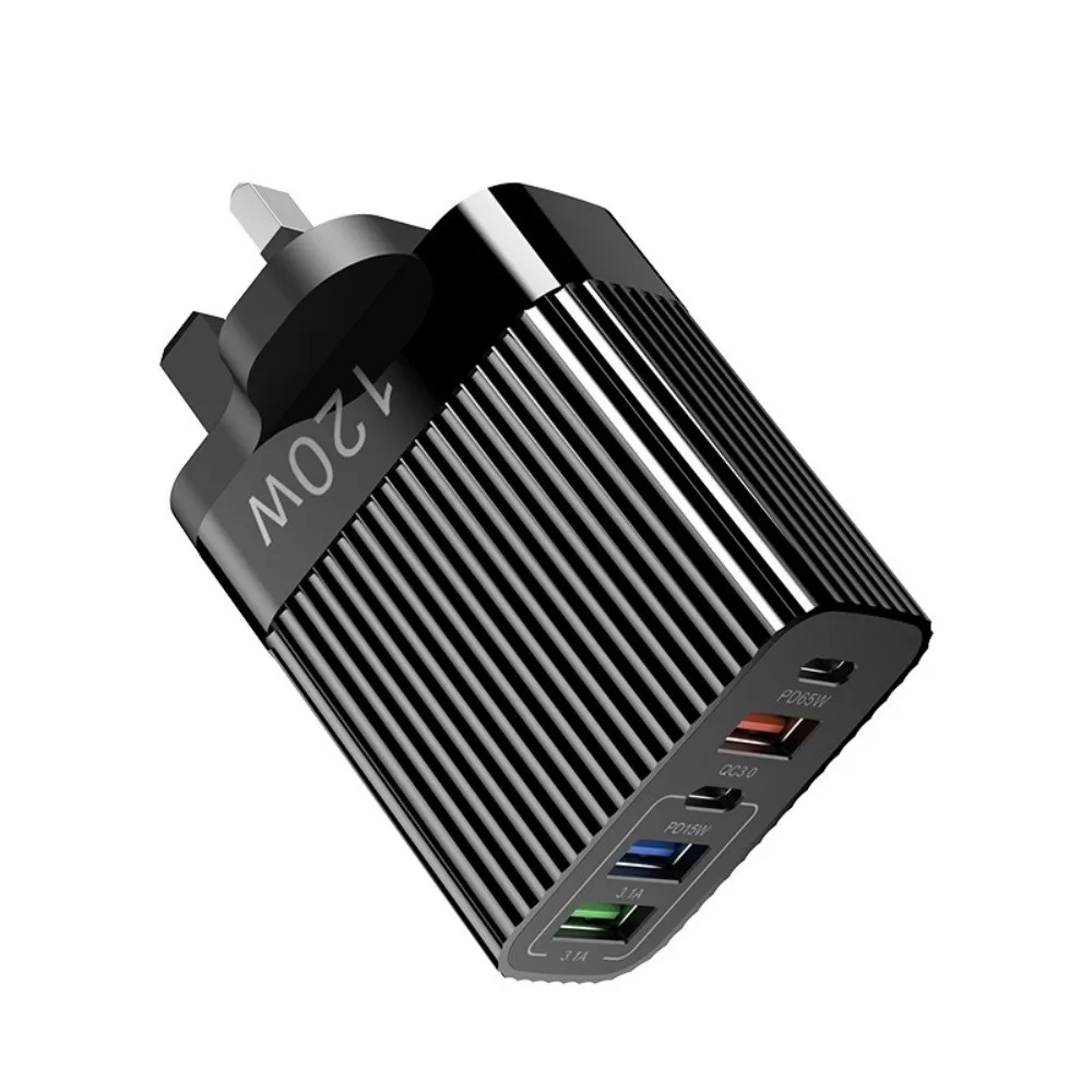 120W Super Fast Charger Head 5 Ports 10A Charger USB Fast Charger High Speed Charging 3 USB 2 Type C for iPhone Samsung Xiaomi