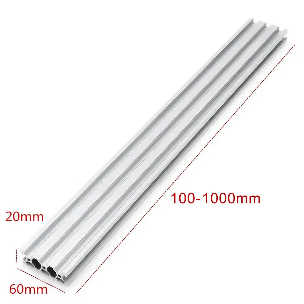 2Pcs Openbuilds 2060 V-Slot Aluminum Profile 100mm-550mm Black/Silver Aluminum Extrusion 20x60mm for CNC 3D Printer Parts