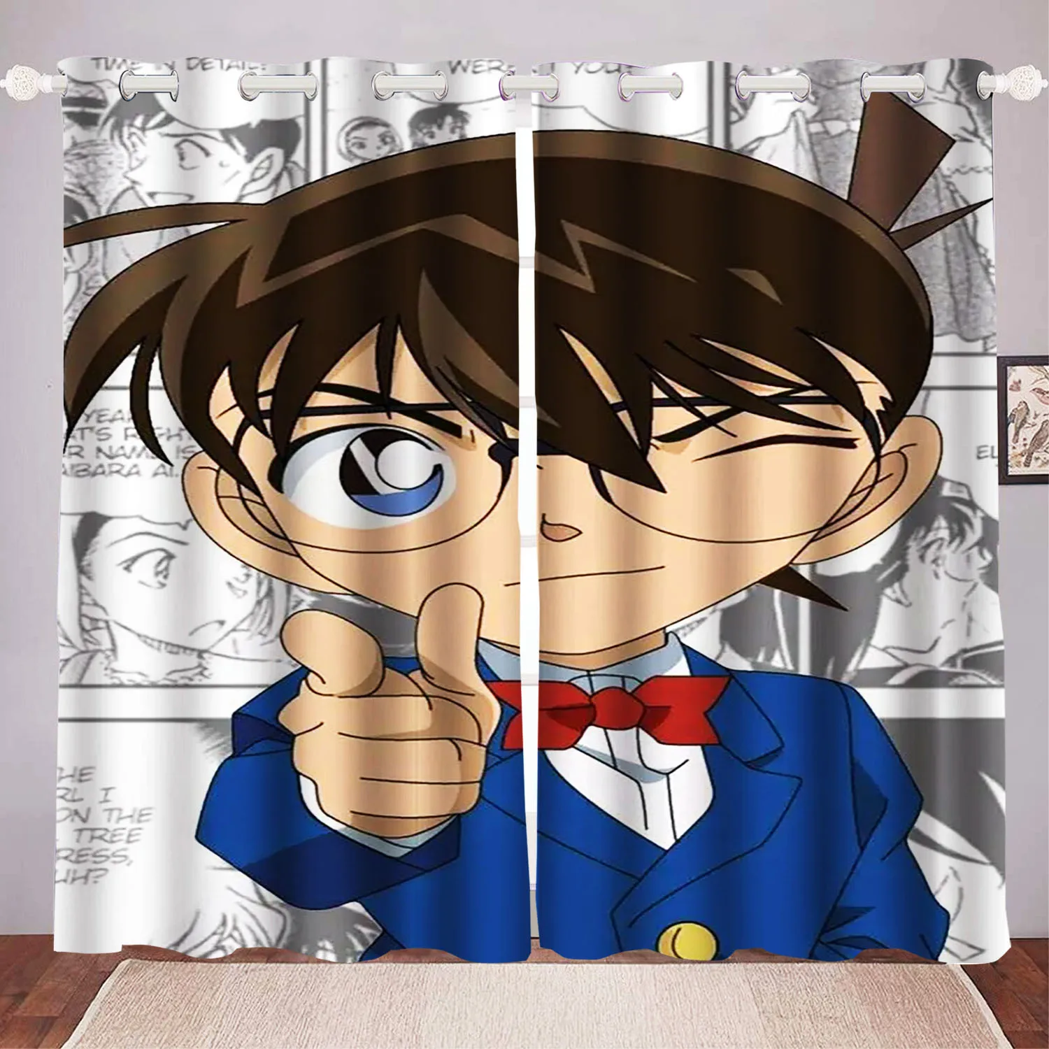 

Cartoon Detective Conan Curtain Home Sets, Celebrity Window Decoration, 100% Polyester Shade, Bedroom, Living Room